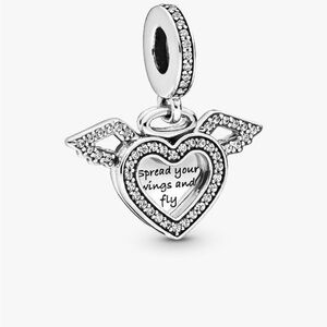 Pandora Heart and Angel Wings Dangle Charm
